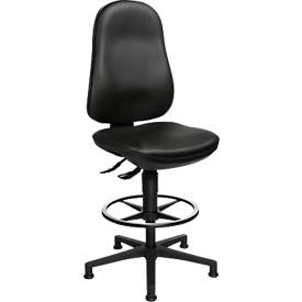 TOPSTAR Bürostuhl POINT 70 Counter, Fußring & Bodengleiter, Höhen- und neigungsverstellbar, Permanentkontakt, Lendenwirbelunterstützung, Kunstleder, schwarz