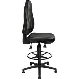 TOPSTAR Bürostuhl POINT 70 Counter, Fußring & Bodengleiter, Höhen- und neigungsverstellbar, Permanentkontakt, Lendenwirbelunterstützung, Kunstleder, schwarz