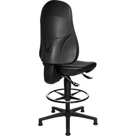TOPSTAR Bürostuhl POINT 70 Counter, Fußring & Bodengleiter, Höhen- und neigungsverstellbar, Permanentkontakt, Lendenwirbelunterstützung, Kunstleder, schwarz