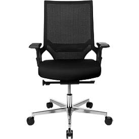 Topstar Bürostuhl T300, Synchronmechanik, mit Armlehnen, Netzrücken Lendenwirbelstütze, Muldensitz, schwarz/schwarz
