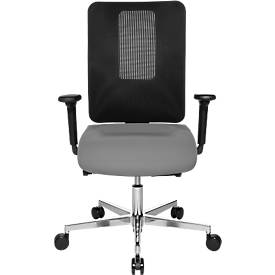 Topstar bureaustoel SITNESS OPEN X, met armleuningen, 3D-synchroonmechanisme, doorlopende zitting, netrugleuning, zwart/grijs/aluszilver