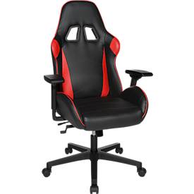 Gaming Stuhl Speed Chair 2, mit Armlehnen, 3D-Wippmechanik, Muldensitz, Kopfstütze, schwarz rot/schwarz