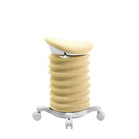 Topstar Hocker SITNESS 4D, ergonomisch, aktives Sitzen, gepolsterter Sattelsitz, höhenverstellbar, um 360° drehbar, Tragegriff, Rollen, papyrusweiß/gelb