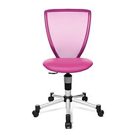 Topstar Kinderdrehstuhl Titan Junior, ohne Armlehnen, Muldensitz, Netzrücken, pink/alusilber