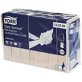 Tork® Falthandtücher Tork Xpress® Soft Natural Multifold 130299, 2-lagig, Zickzack-Falzung, H2-kompatibel, 21 Packungen á 180 Blatt, 100 % Recyclingpapier, naturfarben
