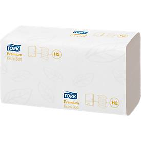 Tork® Handtuch Premium Interfold 100297, 2-lagig, extra weich, bedruckt, mit Prägung, Karton mit 21 Pack á 100 Stück (21