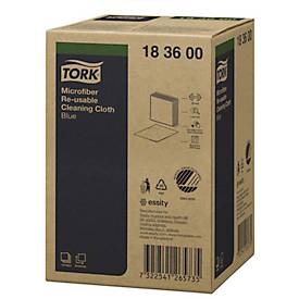 Tork® Microfaser Reinigungstücher 183600, fusselarm, 6 Tücher, wiederverwendbar, L 150 x B 150 mm, blau