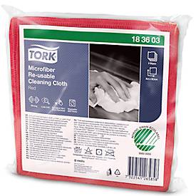 Tork® Microfaser Reinigungstücher 183603, fusselarm, 6 Tücher, wiederverwendbar, L 150 x B 150 mm, rot