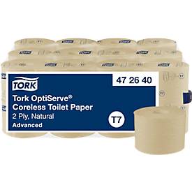 Tork OptiServe® Coreless Toilettenpapier, 2-lagig, perforiert, kompakte Rolle, recycelte Fasern