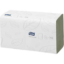 Tork® Papierhandtücher Advanced 290179, Zick-Zack-Falzung, 2-lagig, Einzeltuchentnahme, 15 Pack á 250 Stück (3750 Blatt), grün