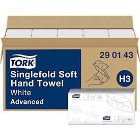 Tork® Papierhandtücher Advanced® H3 290143, 2-lagig, geprägt, Zickzack-Faltung, 15 Pack á 250 Blatt (3750 Tücher), FSC®-Papier, weiß