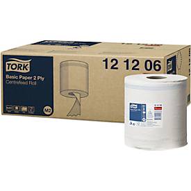 Tork® Papierwischtücher 121206, 2-lagig, Innenabrollung M2, L 160 m x B 200 mm, ⌀ 187 mm, 6 Rollen á 160 m, weiß