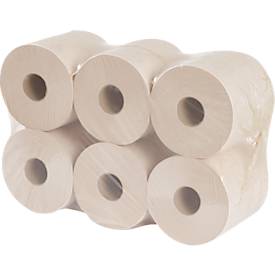 Tork® Toilettenpapier Natur Mini Jumbo 120377, 2-lagig, T2-kompatibel, 12 Rollen á 850 Blatt, 100 % Recyclingpapier, naturfarben