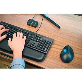 Trackball Kensington Pro Fit™ Ergo TB450, ergonomisch, kabellos, Batteriebetrieb, 400/800/1200/1600 dpi, PCR, grau-blau