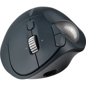 Trackball Kensington Pro Fit™ Ergo TB550, ergonomisch, kabellos, wiederaufladbarer Akku, 7 Tasten und 4D-Scrollrad, 400/800/1200/1600 dpi, PCR, grau-blau