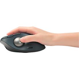 Trackball Kensington Pro Fit™ Ergo TB550, ergonomisch, kabellos, wiederaufladbarer Akku, 7 Tasten und 4D-Scrollrad, 400/800/1200/1600 dpi, PCR, grau-blau