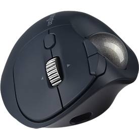 Trackball Kensington Pro Fit™ Ergo TB550, ergonomisch, kabellos, wiederaufladbarer Akku, 7 Tasten und 4D-Scrollrad, 400/800/1200/1600 dpi, PCR, grau-blau