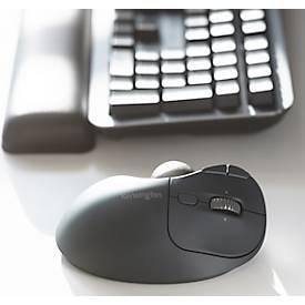 Trackball Kensington Pro Fit™ Ergo TB550, ergonomisch, kabellos, wiederaufladbarer Akku, 7 Tasten und 4D-Scrollrad, 400/800/1200/1600 dpi, PCR, grau-blau