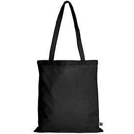 Tragetasche TEXXILLA CLASSIC, 2 lange Trageschlaufen, OEKO-TEX® STANDARD 100, L 380 x B 420 mm, Fairtrade-Baumwolle, schwarz
