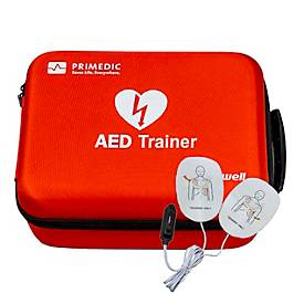 Trainings-Defibrillator MedX5 HeartSave Y/YA, Sprachausgabe DE/EN/FR/IT, wiederaufladbar, mit Fernbedienung und Tragetasche, rot-schwarz
