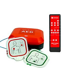 Trainings-Defibrillator MedX5 HeartSave Y/YA, Sprachausgabe DE/EN/FR/IT, wiederaufladbar, mit Fernbedienung und Tragetasche, rot-schwarz