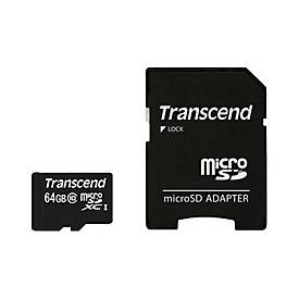 Transcend Premium - Flash-Speicherkarte (microSDHC/SD-Adapter inbegriffen) - 64 GB - UHS Class 1 / Class10 - 300x - micr