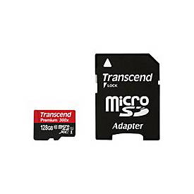 Transcend Premium - Flash-Speicherkarte (microSDXC-an-SD-Adapter inbegriffen) - 128 GB - UHS Class 1 / Class10 - 300x - 