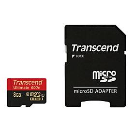 Transcend Ultimate - Flash-Speicherkarte (microSDHC/SD-Adapter inbegriffen) - 8 GB - UHS Class 1 / Class10 - 600x - micr