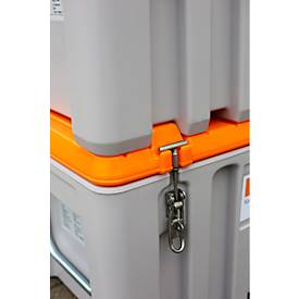 Transport- und Pritschenbox CEMO CEMbox 150, Polyethylen, 150 l, L 800 x B 600 x H 530 mm, stapelbar, grau/orange