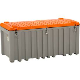 Transport- und Pritschenbox CEMO CEMbox 750, Polyethylen, 750 l, L 1700 x B 840 x H 800 mm, stapelbar, mit Seitentür, grau/orange