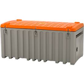 Transport- und Pritschenbox CEMO CEMbox 750, Polyethylen, 750 l, L 1700 x B 840 x H 800 mm, stapelbar, mit Seitentür, grau/orange