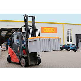 Transport- und Pritschenbox CEMO CEMbox 750, Polyethylen, 750 l, L 1700 x B 840 x H 800 mm, stapelbar, mit Seitentür, grau/orange