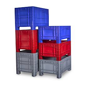 Transport-und Stapelbehälter Noah, ohne Deckel, Boden & Wände geschlossen, Volumen 535 l, Traglast bis 300 kg, 4 Füße, L 800 x B 1200 x H 800 mm, lebensmittelechtes Polyethylen, grau