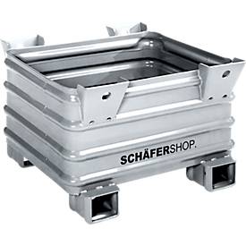 Transport- und Stapelbehälter Schäfer Shop Select B 1000 x T 800 x H 610 mm, feuerverzinkt, Traglast bis 2000 kg, Gabeltaschen
