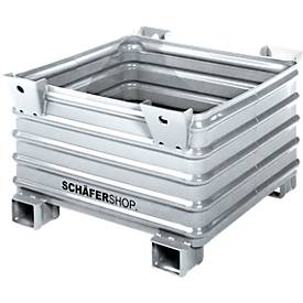 Transport- und Stapelbehälter Schäfer Shop Select B 1200 x T 1000 x H 650 mm, feuerverzinkt, Traglast bis 2000 kg, Gabeltaschen
