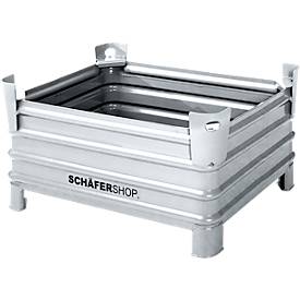 Transport- und Stapelbehälter Schäfer Shop Select, B 1200 x T 800 x H 605 mm, feuerverzinkt, Traglast bis 2000 kg, Füße