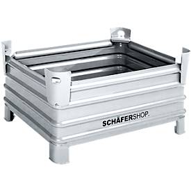 Transport- und Stapelbehälter Schäfer Shop Select, B 1200 x T 800 x H 605 mm, feuerverzinkt, Traglast bis 2000 kg, Füße