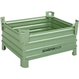 Transport- und Stapelbehälter Schäfer Shop Select, B 1200 x T 800 x H 605 mm, resedagrün RAL 6011, Traglast bis 2000 kg, Füße