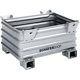 Transport- und Stapelbehälter Schäfer Shop Select B 1200 x T 800 x H 650 mm, feuerverzinkt, Traglast bis 2000 kg, Gabeltaschen
