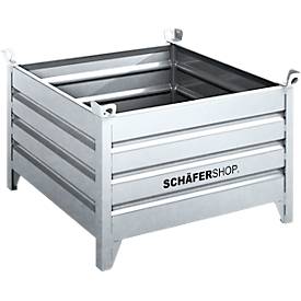 Transport- und Stapelbehälter Schäfer Shop Select, mit festen Wänden, B 1050 x T 850 x H 670 mm, feuerverzinkt, bis 1500 kg