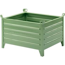 Transport- und Stapelbehälter Schäfer Shop Select, mit festen Wänden, B 1050 x T 850 x H 670 mm, resedagrün RAL 6011, bis 1500 kg