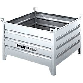 Transport- und Stapelbehälter Schäfer Shop Select, mit festen Wänden, B 850 x T 550 x H 670 mm, feuerverzinkt, bis 800 kg