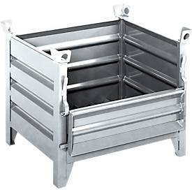 Transport- und Stapelbehälter Schäfer Shop Select, mit Klappe, B 1250 x T 850 x H 670 mm, feuerverzinkt, bis 1500 kg