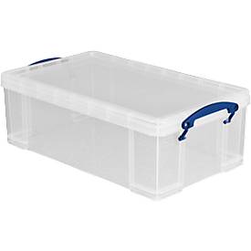 Transportbox Really Useful Box, Volumen 12 l, L 465 x B 250 x H 150 mm, stapelbar, mit Deckel & Klappgriffen, Recycling-