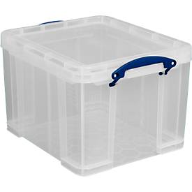 Transportbox Really Useful Box, Volumen 35 l, L 480 x B 390 x H 310 mm, stapelbar, mit Deckel & Klappgriffen, Recycling-