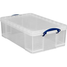 Transportbox Really Useful Box, Volumen 50 l, L 710 x B 440 x H 230 mm, stapelbar, mit Deckel & Klappgriffen, Recycling-