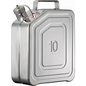 Transportkanister, Edelstahl 1.4301, 10 l, B 130 x T 280 x H 380 mm, Schraubkappe mit flexibler Welle