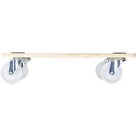 Transportroller Wagner MM 1086, bis 300 kg, 4 Anti-Rutsch-Punkte, Soft-Räder, L 595 x B 495 mm, FSC®-Multiplexplatte, naturfarben