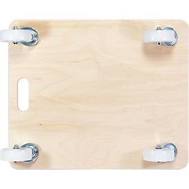 Transportroller Wagner MM 1086, bis 300 kg, 4 Anti-Rutsch-Punkte, Soft-Räder, L 595 x B 495 mm, FSC®-Multiplexplatte, naturfarben