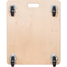 Transportroller Wagner MM 1087, bis 300 kg, 4 Anti-Rutsch-Punkte, Hart-Räder, L 595 x B 495 mm, FSC®-Multiplexplatte, naturfarben